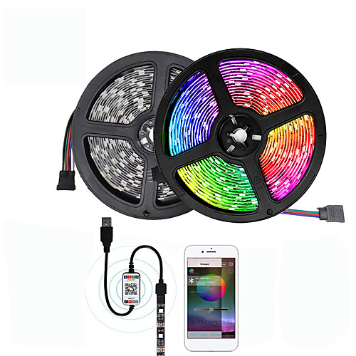 

USB Bluetooth Music Color Changing Intelligent Light Striop 5m 5050 RGB 300led App Wireless Control TV Background Light Bar with L-shaped Installation Angle