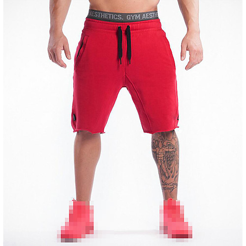 

Men's Running Shorts Athleisure Bottoms Drawstring Cotton Fitness Gym Workout Performance Running Training Breathable Quick Dry Soft Normal Sport Black / Red Black Red Blue Grey / Micro-elastic