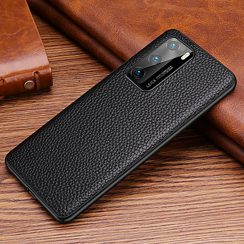 

Case For Huawei HUAWEI P40 HUAWEI P40 PRO HUAWEI P40 Pro Shockproof Back Cover Solid Colored Genuine Leather TPU