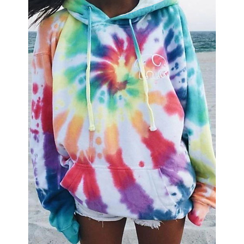 

Women's Hoodie Pullover Tie Dye Basic Oversized Hoodies Sweatshirts Loose Rainbow