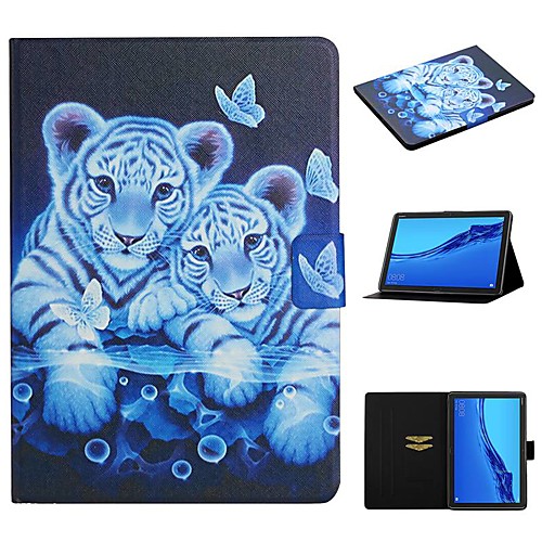 

Case For Huawei Mediapad T5 10 Mediapad M5 Lite 10 Card Holder with Stand Pattern Full Body Cases Animal PU Leather