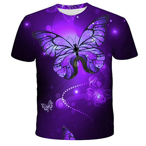 

Men's T shirt Shirt Graphic Print Short Sleeve Daily Tops Streetwear Exaggerated Round Neck Purple