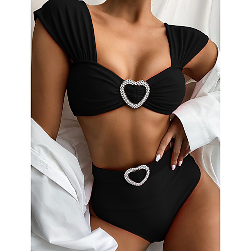 

Women's Tankini Swimsuit Sequins Black Red Swimwear Bathing Suits Sexy / Padless