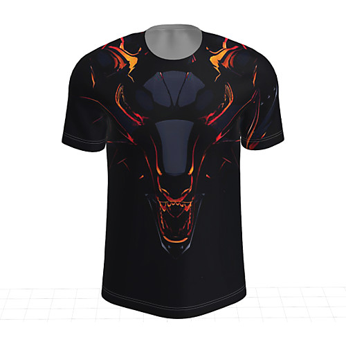 

Men's T shirt Graphic Animal Print Short Sleeve Daily Tops Basic Black