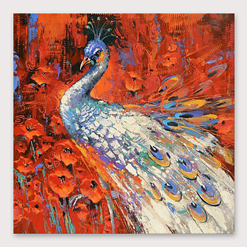 

Oil Painting Hand Painted Square Abstract Animals Modern Stretched Canvas