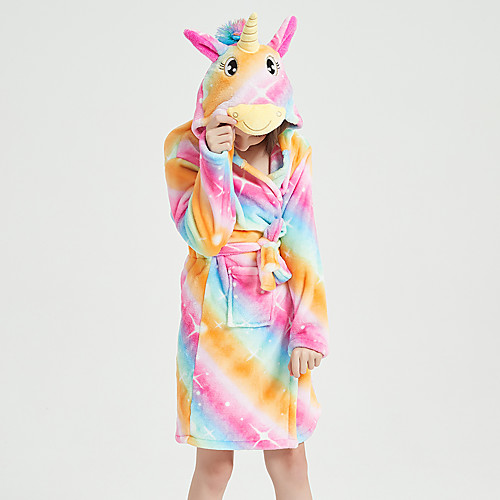 

Kid's Kigurumi Pajamas Bathrobe Oodie Unicorn Flying Horse Onesie Pajamas Flannel Fabric Orange Cosplay For Boys and Girls Animal Sleepwear Cartoon Festival / Holiday Costumes / Bath Robe
