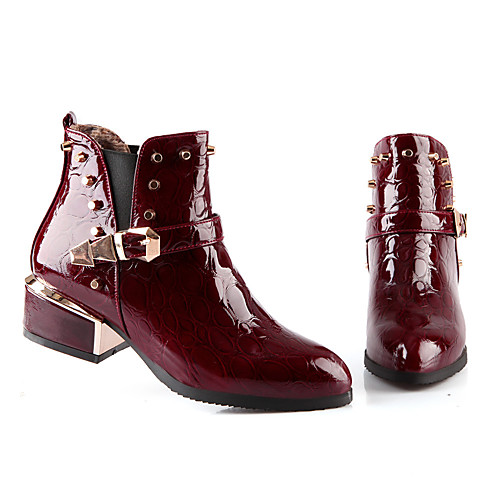 

Women's Boots Block Heel Boots Chelsea Boots Cuban Heel Pointed Toe Booties Ankle Boots Basic Casual Daily Patent Leather Rivet Black / Red Blue Black / Booties / Ankle Boots / Booties / Ankle Boots