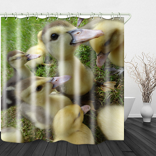 

Cute Little Duck Digital Print Waterproof Fabric Shower Curtain For Bathroom Home Decor Covered Bathtub Curtains Liner Includes With Hooks