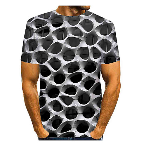 

Men's T shirt Graphic Print Short Sleeve Daily Tops Basic Black Purple Blue