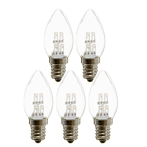 

5pcs 1 W LED Candle Lights 25 lm E12 C35 4 LED Beads Dip LED Decorative Warm White White 180-265 V