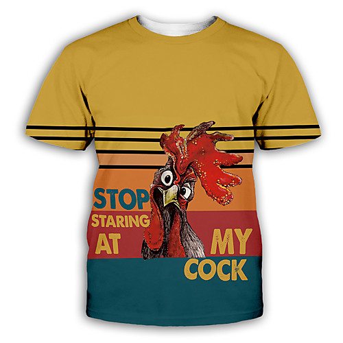 

Men's T shirt Shirt Graphic Animal Print Short Sleeve Halloween Tops Basic Round Neck Rainbow