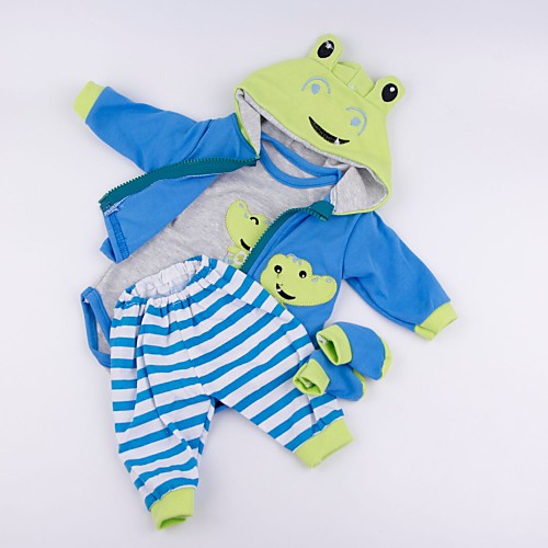 

Reborn Baby Dolls Clothes Reborn Doll Accesories Cotton Fabric for 17-18 Inch Reborn Doll Not Include Reborn Doll Frog Soft Pure Handmade Boys' 4 pcs