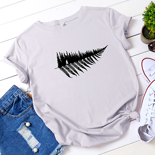 

Women's T shirt Graphic Prints Print Round Neck Basic Tops 100% Cotton White Black Yellow