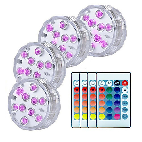 

2pcs 10leds RGB Led Underwater Light Pond Submersible Waterproof Swimming Pool Light Battery Operated for Wedding Party