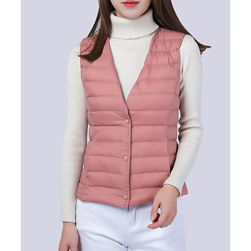 

Women's Vest Regular Coat Slim Jacket Solid Colored Blushing Pink Wine