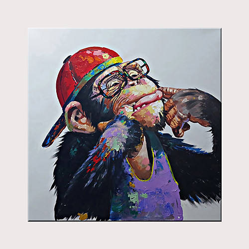 

Oil Painting Hand Painted Square Abstract Animals Modern Rolled Canvas (No Frame)