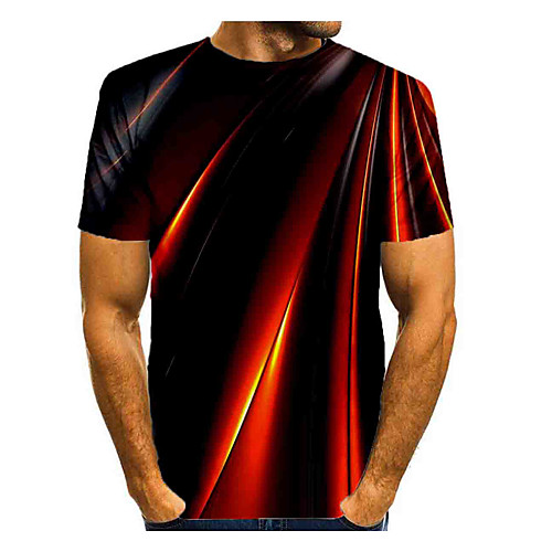

Men's T shirt Shirt Graphic Print Short Sleeve Daily Tops Basic Round Neck Rainbow