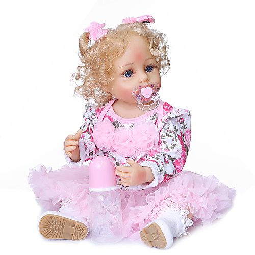 

NPKCOLLECTION 20 inch Reborn Doll Baby Girl Gift Artificial Implantation Blue Eyes Artificial Implantation Brown Eyes Full Body Silicone Silicone Silica Gel with Clothes and Accessories for Girls