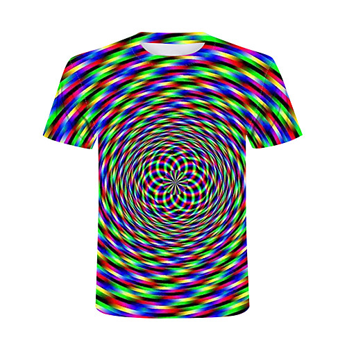 

Men's T shirt Shirt Graphic Plus Size Print Short Sleeve Club Tops Streetwear Exaggerated Round Neck Rainbow