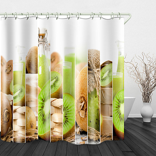 

Delicious Kiwi Digital Print Waterproof Fabric Shower Curtain For Bathroom Home Decor Covered Bathtub Curtains Liner Includes With Hooks