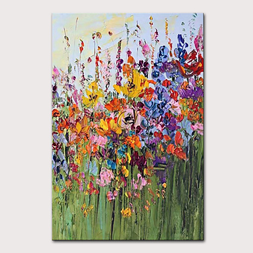 

Oil Painting Hand Painted Vertical Floral / Botanical Abstract Landscape Modern Stretched Canvas