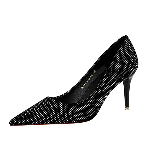 

Women's Heels 2021 Pumps Pointed Toe Sexy Party & Evening Suede Rhinestone Solid Colored Black