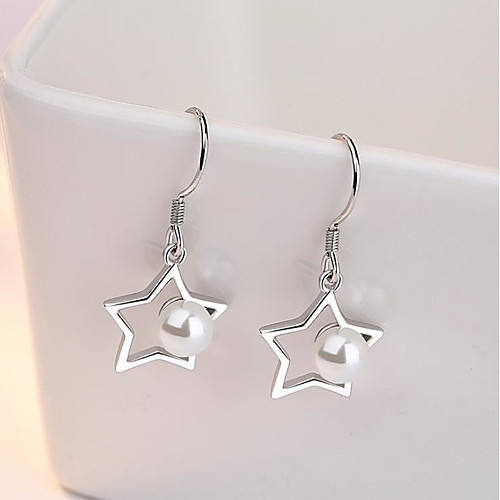 

Women's Hoop Earrings Earrings Classic Fashion Star Romantic Punk Trendy Cute Sweet Imitation Pearl Earrings Jewelry Silver For Street Gift Date Birthday Festival 1 Pair