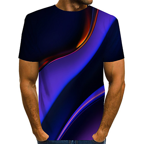 

Men's T shirt Shirt Graphic Plus Size Print Short Sleeve Daily Tops Basic Exaggerated Round Neck Rainbow