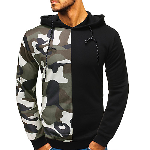 

Men's Pullover Hoodie Sweatshirt Camo / Camouflage Hooded Daily Going out non-printing Basic Hoodies Sweatshirts Long Sleeve Gray Black