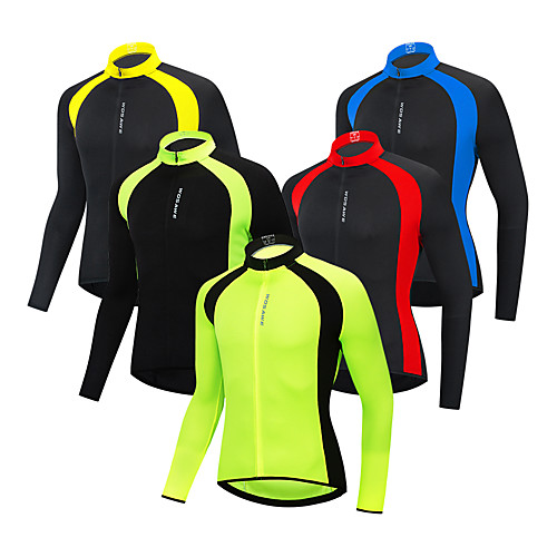 

WOSAWE Women's Men's Long Sleeve Cycling Jersey Winter Polyester Black / Red Black / Yellow Green Patchwork Bike Jersey Top Mountain Bike MTB Road Bike Cycling Back Pocket Sports Clothing Apparel