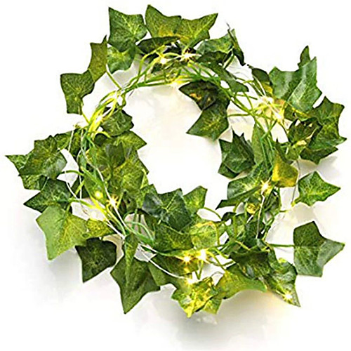 

2m 20 LED Artificial Plants String Light Green Leaf Ivy Vine Fairy Maple Leaves Garland DIY Hanging Decoration for Wedding Home 1pc 2pcs 4pcs