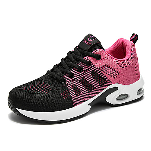 

Women's Trainers Athletic Shoes Flat Heel Round Toe Sporty Basic Daily Outdoor Running Shoes Fitness & Cross Training Shoes Tissage Volant Lace-up Black / Red Black Pink