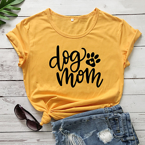 

Women's Mom T shirt Graphic Text Graphic Prints Print Round Neck Basic Tops 100% Cotton Black Purple Red