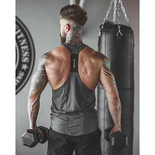 

Men's Running Tank Top Workout Shirt Singlet Top Athleisure Summer Elastane Reflective Quick Dry Breathable Fitness Gym Workout Running Active Training Jogging Sportswear White Black Red Gray
