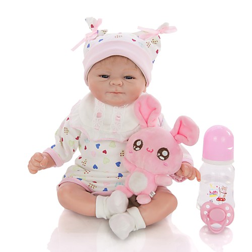 

KEIUMI 16 inch Reborn Doll Baby & Toddler Toy Reborn Toddler Doll Baby Girl Gift Cute Lovely Parent-Child Interaction Tipped and Sealed Nails Half Silicone and Cloth Body with Clothes and Accessories