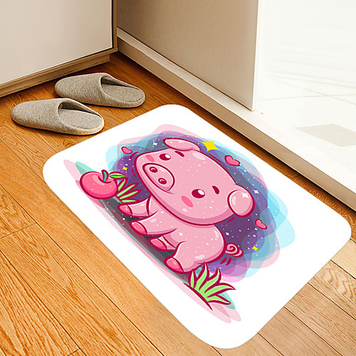 

Pink Piggy Apple Modern Bath Mats Nonwoven / Memory Foam Novelty Bathroom