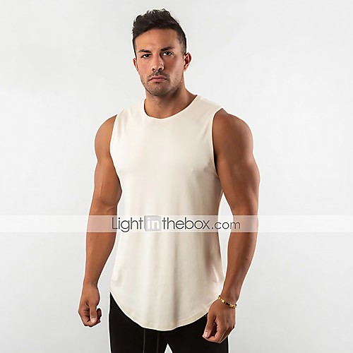 

Men's Sleeveless Running Tank Top Singlet Top Athleisure Summer Cotton Breathable Soft Sweat Out Fitness Gym Workout Performance Running Training Sportswear Solid Colored Normal White Black Red