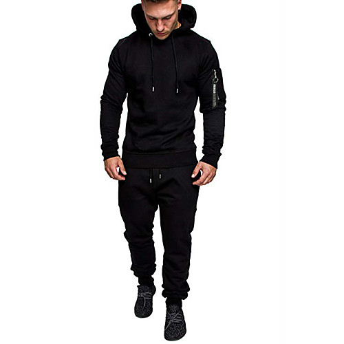 

Men's Activewear Set Solid Colored Hooded Basic Hoodies Sweatshirts Gray Green Light gray