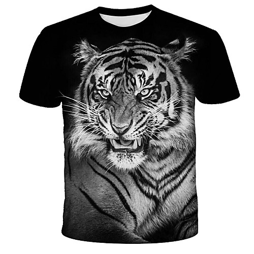 

Men's T shirt Shirt Graphic Print Short Sleeve Daily Tops Streetwear Exaggerated Round Neck Black