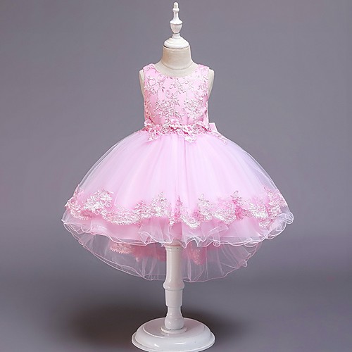 

Princess Knee Length Flower Girl Dresses Party Tulle Sleeveless Jewel Neck with Bow(s)