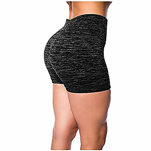 

women high waist leggings yoga short pants basic slip bike shorts compression workout yoga shorts pilates (xl, f-black)