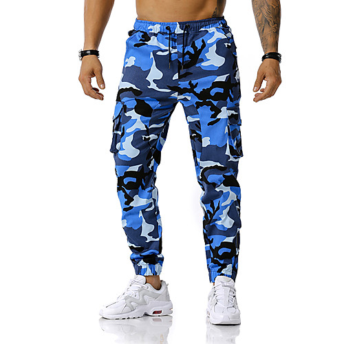 

Men's Loose Tactical Cargo Pants Camouflage Full Length Blue Red Orange / Spring / Fall