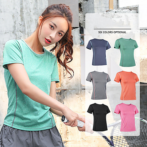 

Women's Workout Tops Running Shirt Tee Tshirt Top Athleisure Summer Quick Dry Breathable Soft Fitness Gym Workout Running Jogging Sportswear Black Fuchsia Orange Light Grey Green Dark Navy Activewear