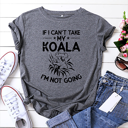 

Women's T shirt Graphic Text Letter Print Round Neck Basic Tops 100% Cotton White Yellow Blushing Pink