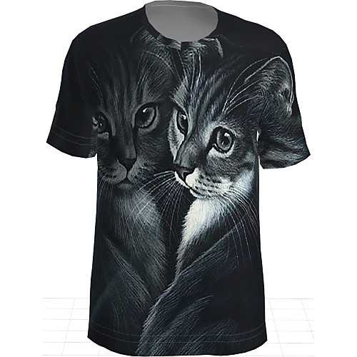 

Men's T shirt Graphic Animal Short Sleeve Daily Tops Basic Black