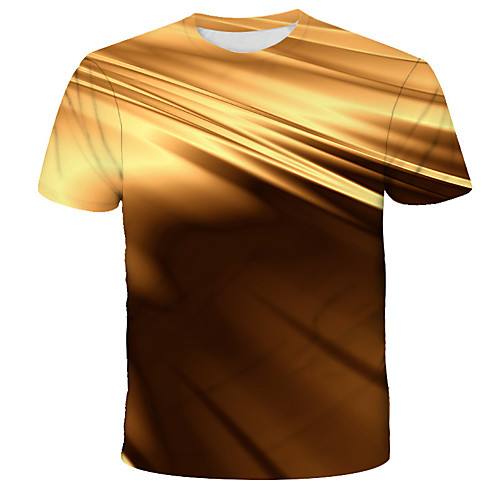 

Men's T shirt Shirt Graphic Print Short Sleeve Daily Tops Streetwear Exaggerated Round Neck Gold