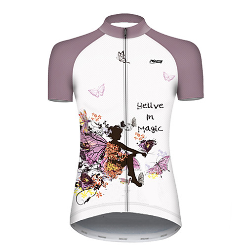 

21Grams Women's Short Sleeve Cycling Jersey Summer Nylon Polyester White Butterfly Floral Botanical Bike Jersey Top Mountain Bike MTB Road Bike Cycling Ultraviolet Resistant Quick Dry Breathable