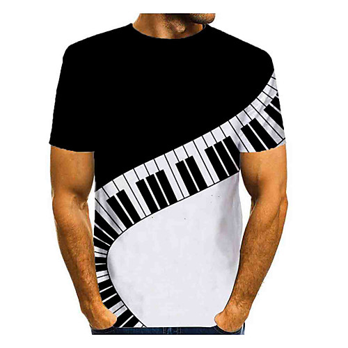 

Men's T shirt Graphic Print Short Sleeve Daily Tops Basic Black