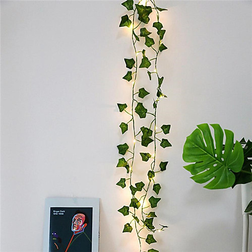 

2m 20 LED Artificial Plants String Light Green Leaf Ivy Vine Fairy Maple Leaves Garland DIY Hanging Decoration for Wedding Home 1pc 2pcs 4pcs