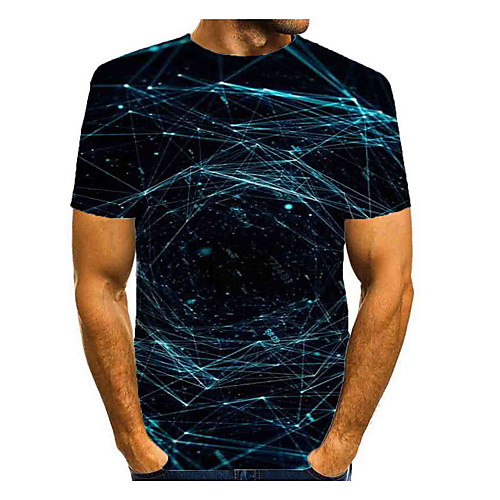 

Men's T shirt Graphic Print Short Sleeve Daily Tops Basic Navy Blue